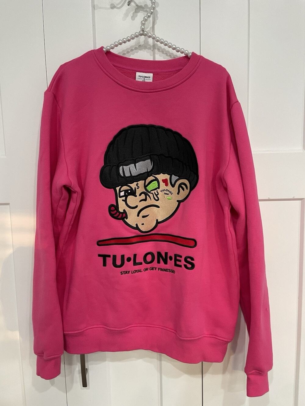Tulones Sweatshirt Men's XXL Pink Crew Neck Small Hole New